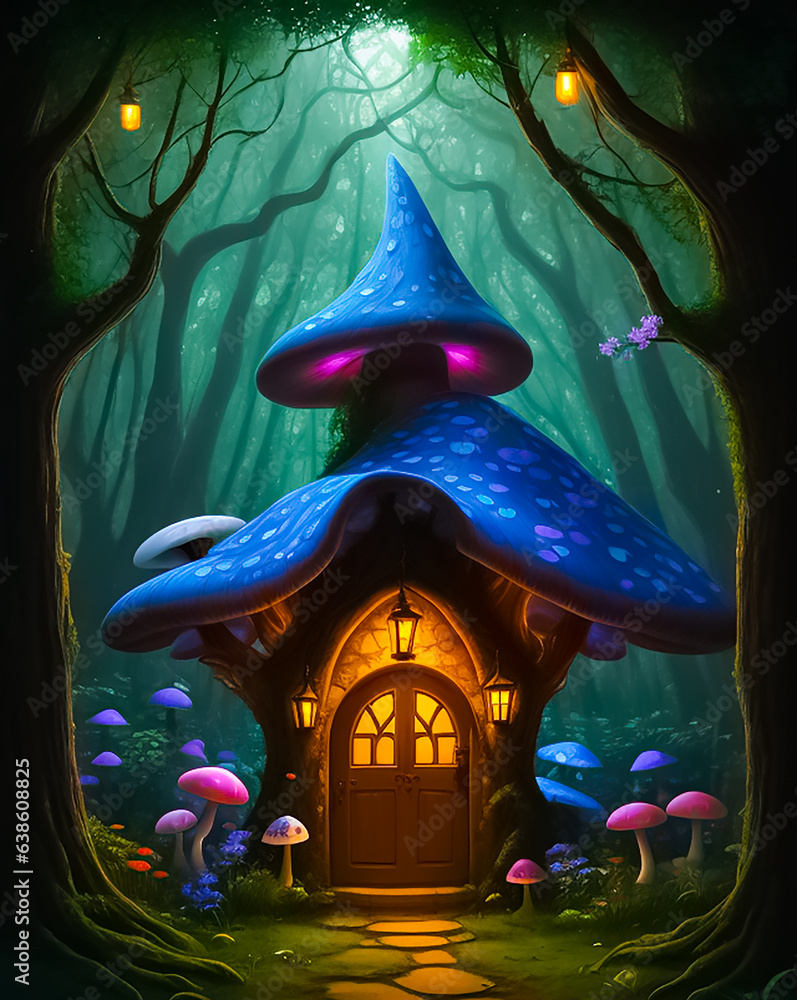 Fairy house in the mushroom forest