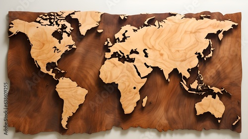 world map on wooden background