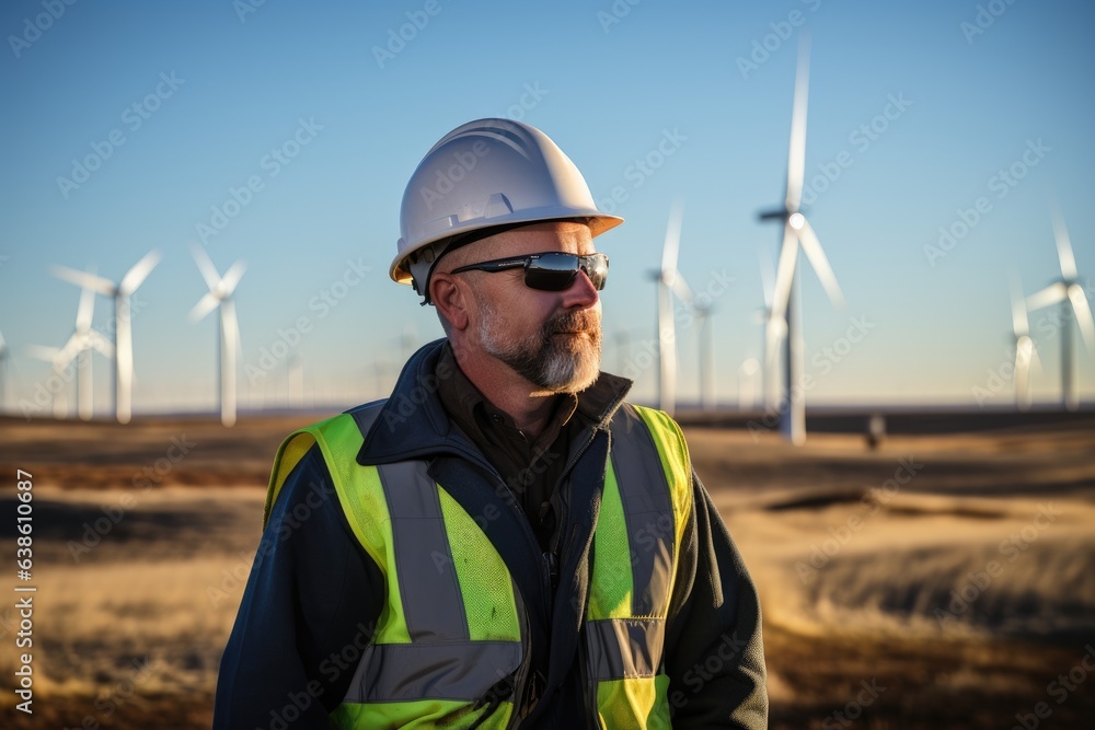 wind worker engineer - renewable energy - Wind turbine park wind worker engineer - renewable energy - Wind turbine park