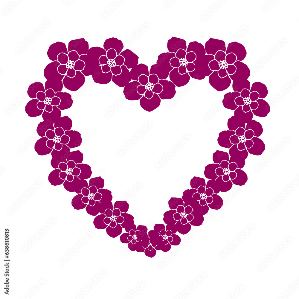 Pink heart with flowers isolated on white background. Emoticons symbol modern, simple, printed on paper. icon for website design Pink heart with flowers isolated on white background. Emoticons symbol modern, simple, printed on paper. icon for website design