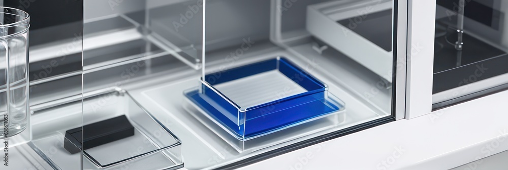 Close-up and selective focus shoot of medical test tubes with liquid, and other modern laboratory equipment in a laboratory room. Close-up and selective focus shoot of medical test tubes with liquid, and other modern laboratory equipment in a laboratory room.