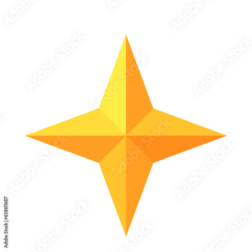 Four end star vector illustration. Minimalistic star icon isolated