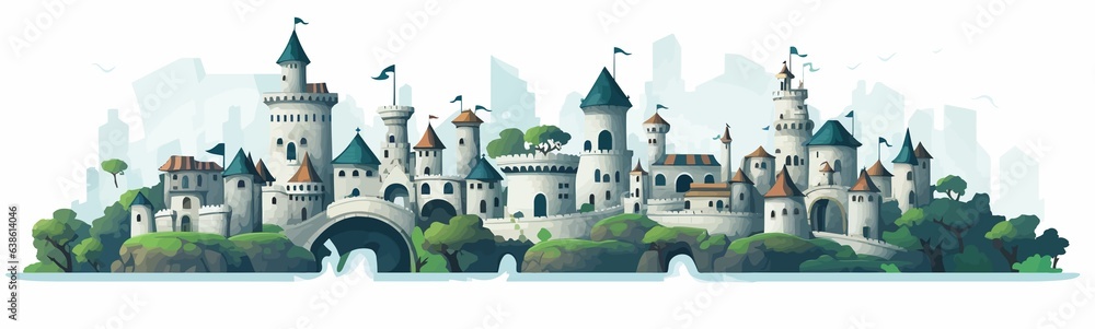 fantasy village vector flat minimalistic isolated illustration