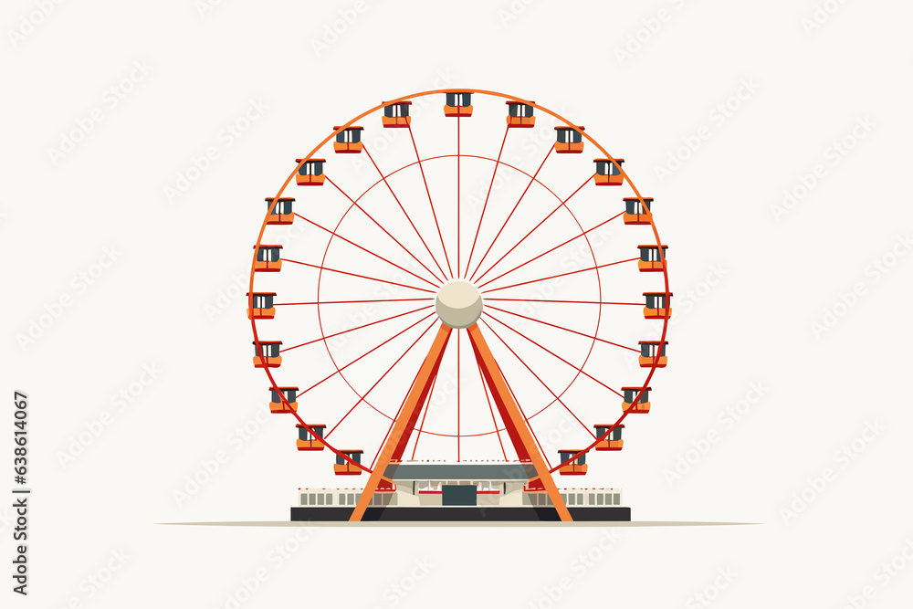Ferris wheel vector flat minimalistic isolated illustration - obrazy, fototapety, plakaty 