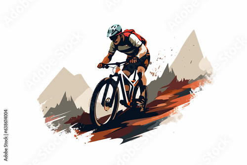 Extreme sport mountain biking vector flat isolated illustration photo