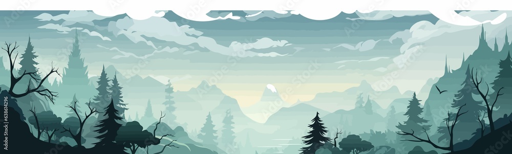 mystical forest vector flat minimalistic isolated illustration