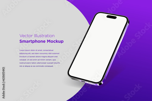 Modern mock-up smartphone for preview and presentation for UI, UX design, information graphics, app display, perspective view, EPS vector format. (ID: 638615443)
