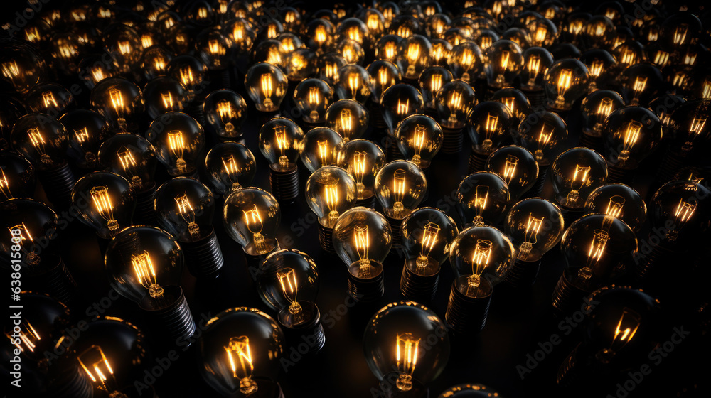 Aerial Symphony of Light Bulbs. Generative AI
