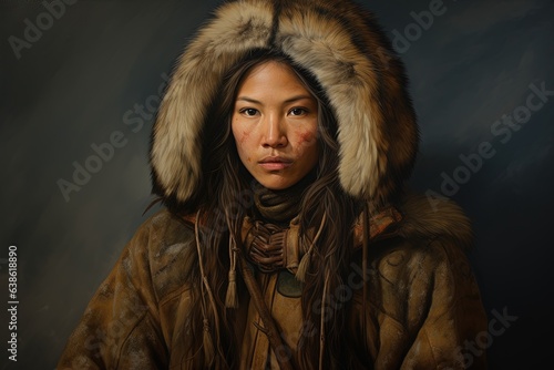 Portrait of native Alaskan eskimo woman. photo