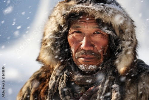 Portrait of native Alaskan eskimo man. photo