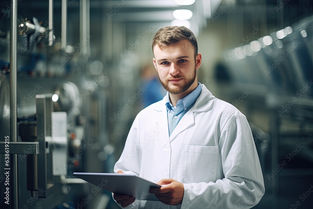 Fototapeta premium Technologist at a food factory.