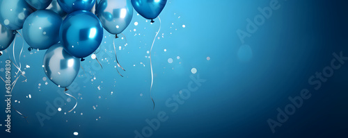 Foto Festive sweet blue balloons background banner celebration theme