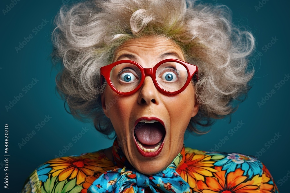 Surprised old woman with glasses. Surprised old woman with glasses.