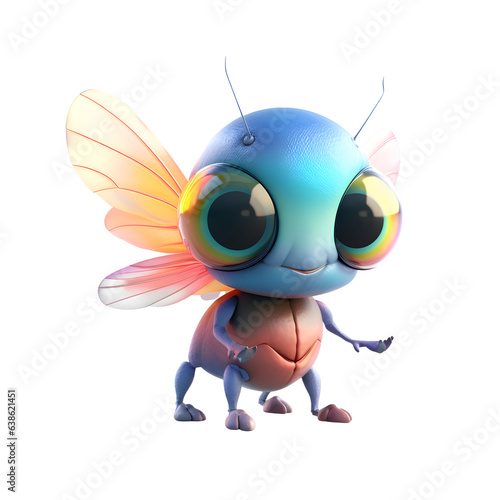 Cartoon character of a bee with a ball in his hands.