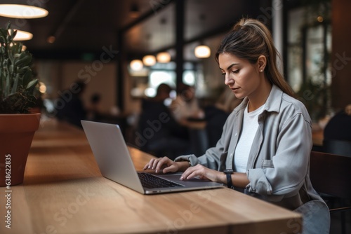 Woman at Coffee Shop: Work and Espresso