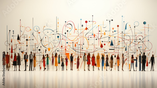 Multicultural Stickfigure Illustration. Generative AI