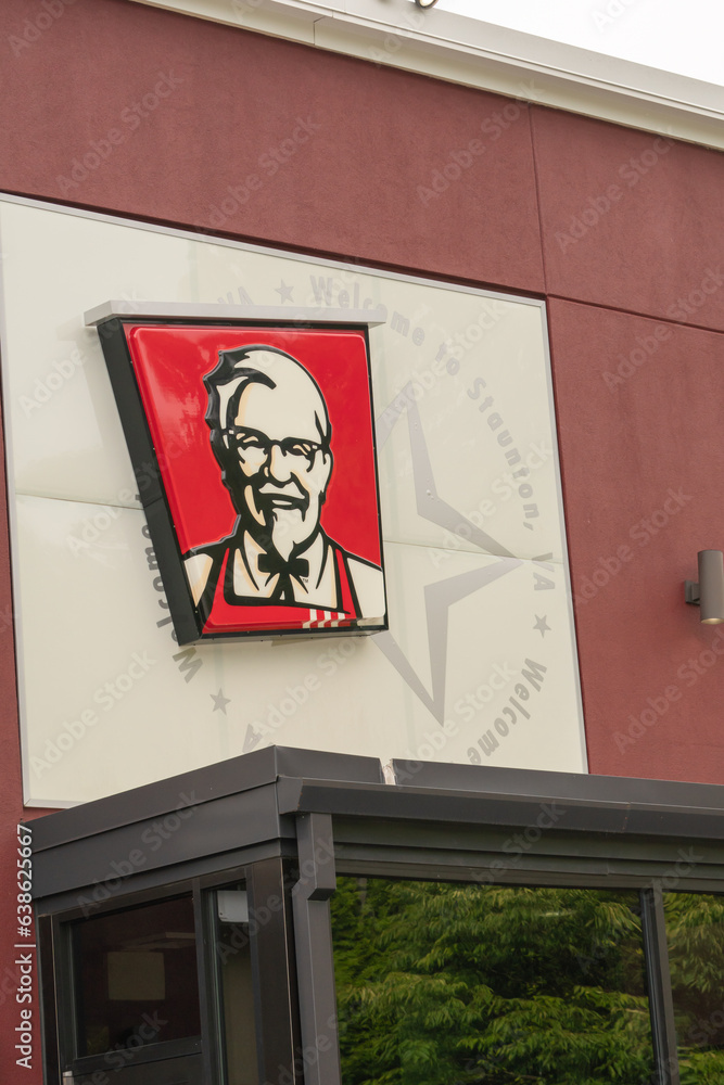 Waynesboro, VA US July 2, 2023 Light up sign with Colonial Sanders
