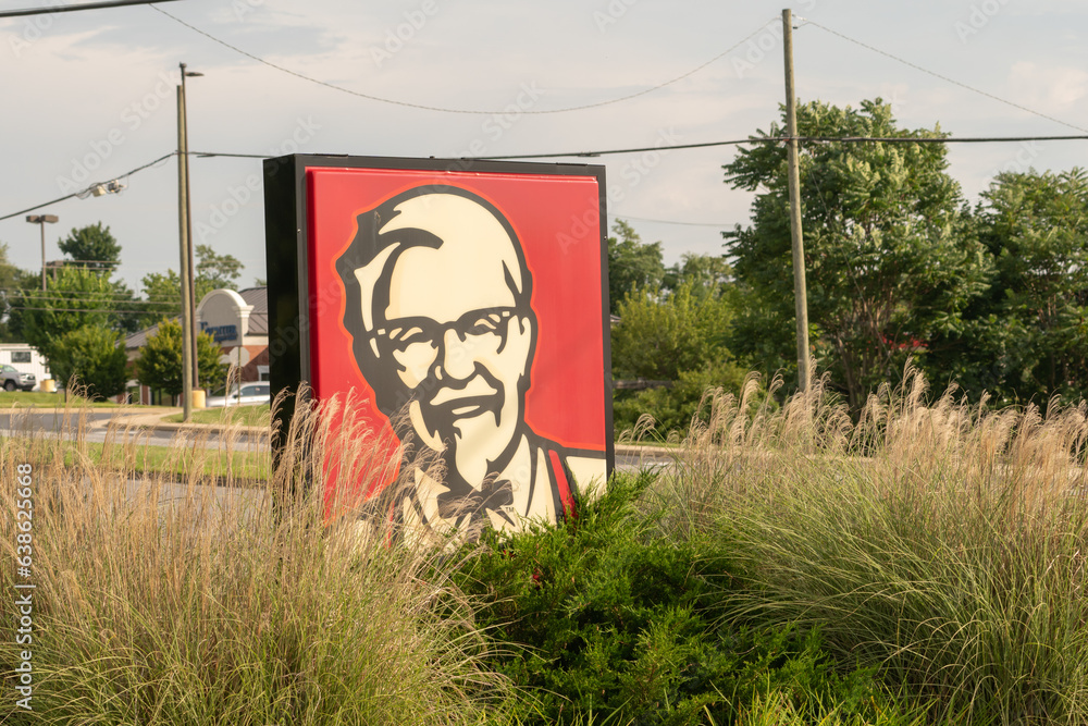 Waynesboro, VA US July 2, 2023 Roadside logo sign that lights up