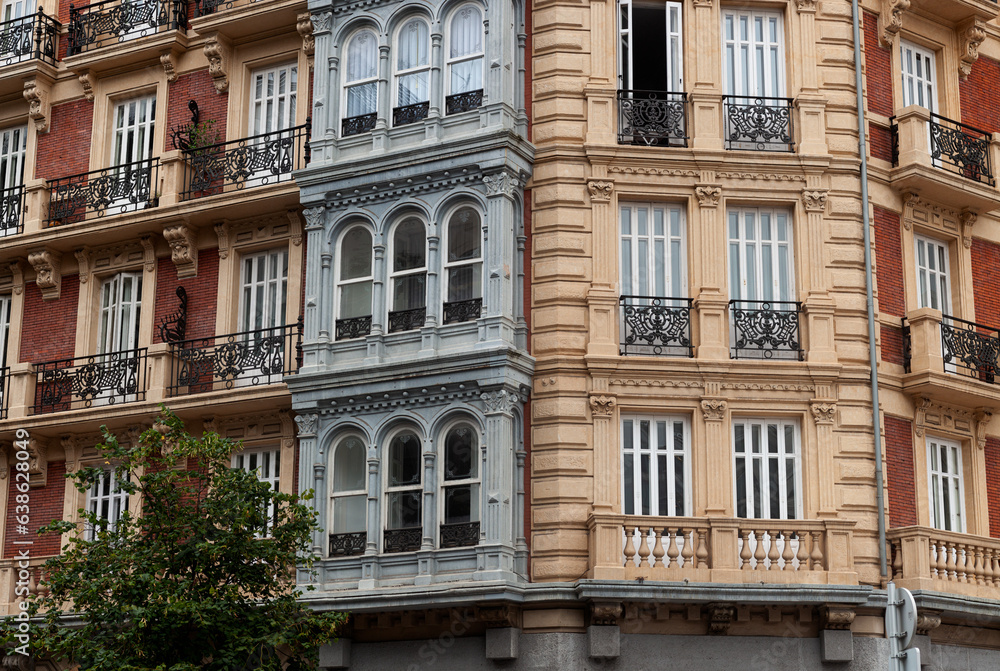 Old building facades in Bilbao,