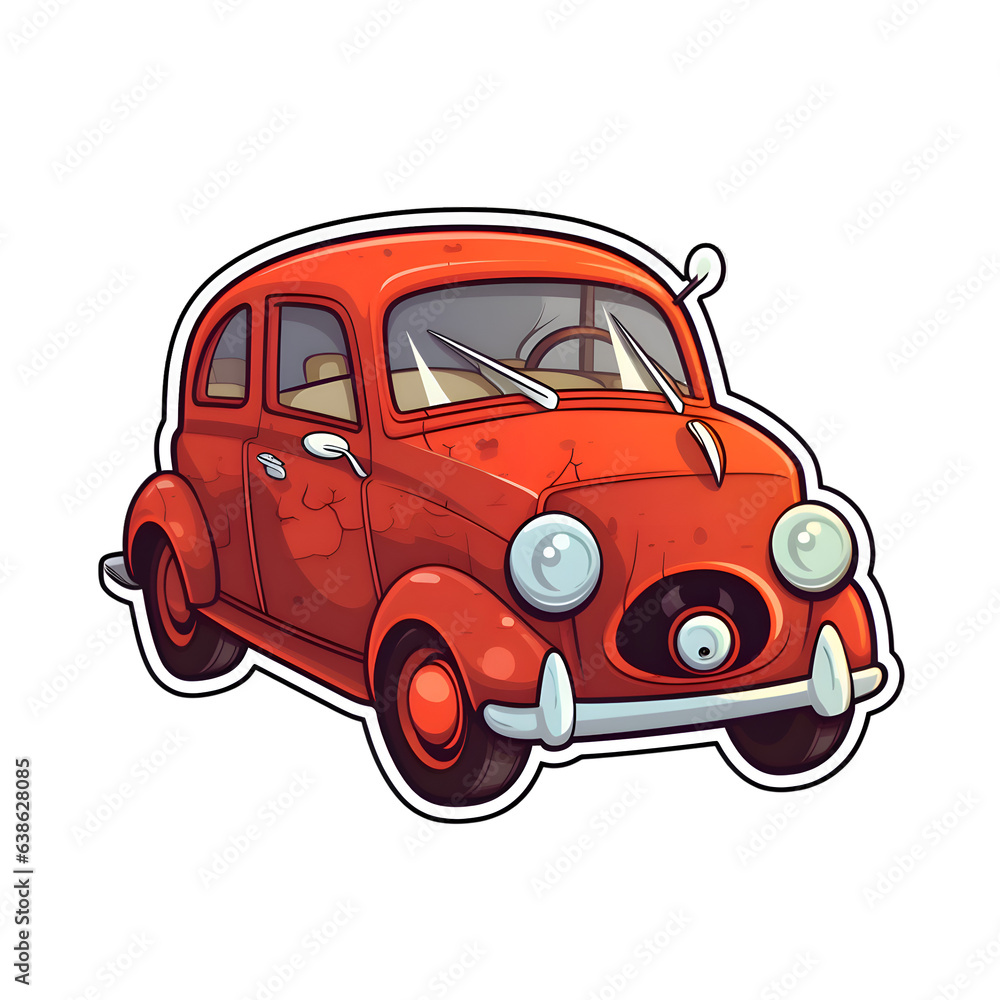 Retro car sticker. Vector illustration isolated on a white background.