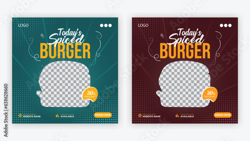 Creative Burger Social Media Post Design with a discount  (ID: 638628660)