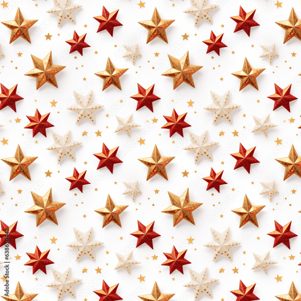 Red Christmas stars on white background, seamless pattern Generative AI Red Christmas stars on white background, seamless pattern Generative AI