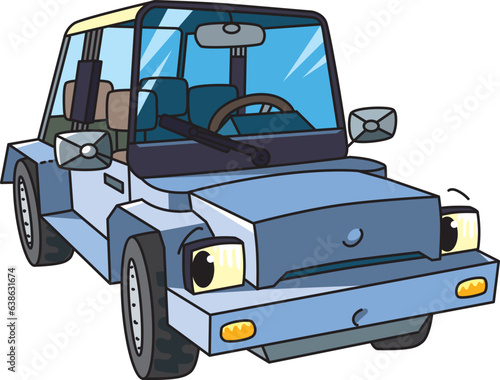 Funny small car with eyes vector illustration