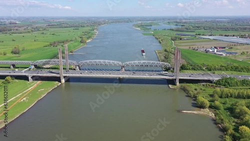 Martinus Nijhoff bridge over the river Waal in the Netherlands photo