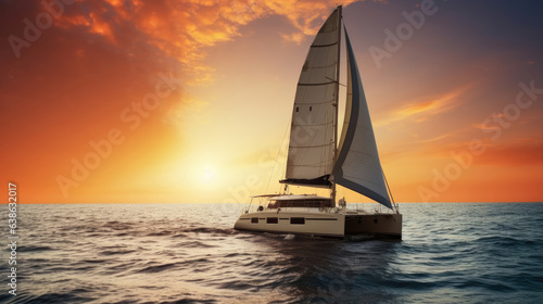 Recreational Yacht, Sailing into the sunset. © visoot