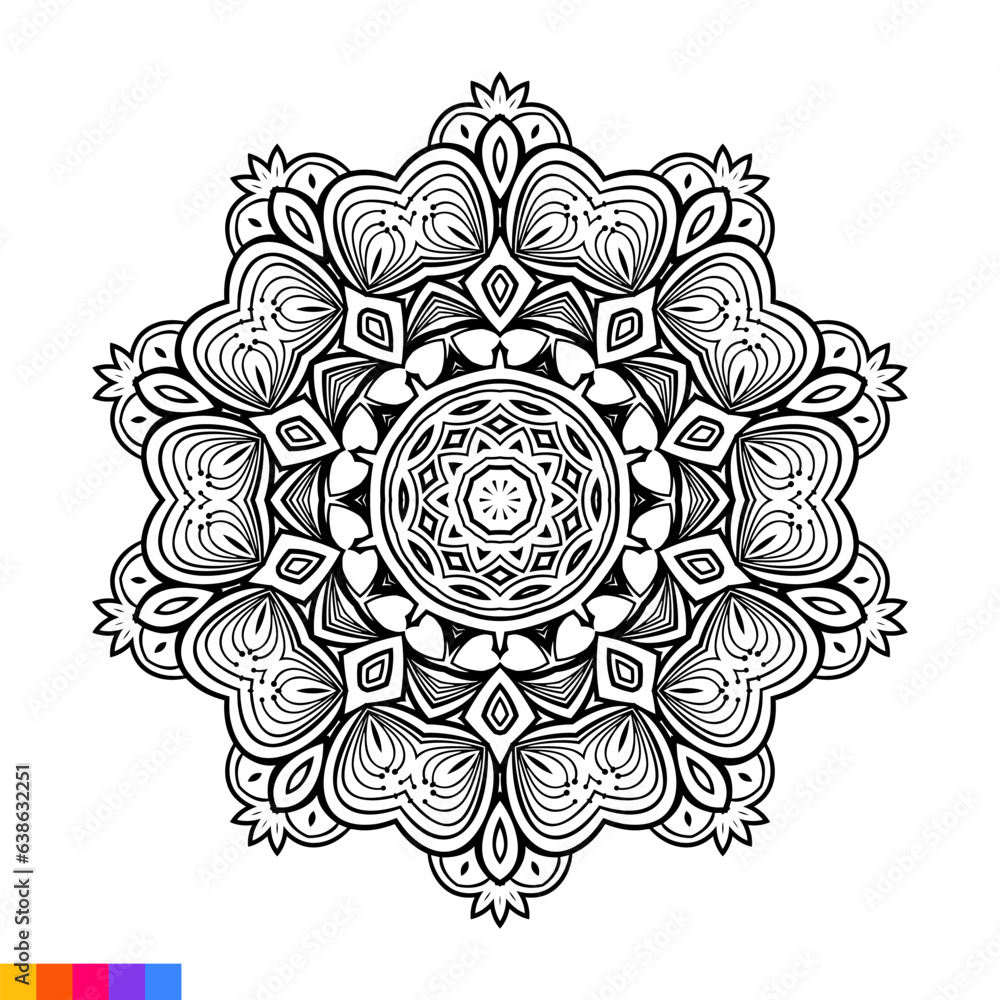 Mandala Art for coloring book. Clean Decorative round ornament. Oriental pattern, Vector illustration Coloring book page. Circular pattern in form of mandala for Henna, Mehndi, tattoo, decoration.