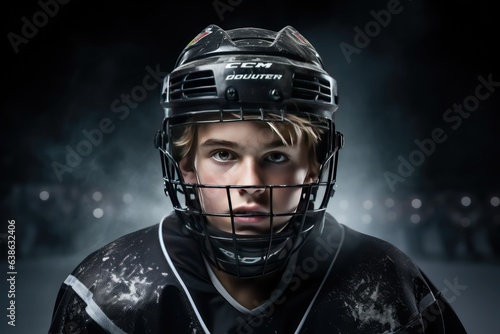 Young ice hockey player in helmet © Celina