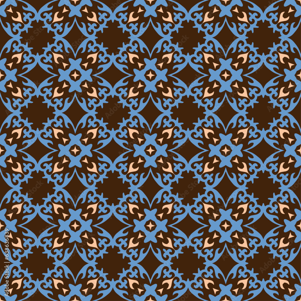 Decorative Asian Folk Seamless Pattern. Traditional Ornament of Asian Nomads: Kyrgyz, Kazakhs, Bashkirs, Tatars, Yakut, Mongols. Ethnic Vector Illustration for Paper Products, Textiles.