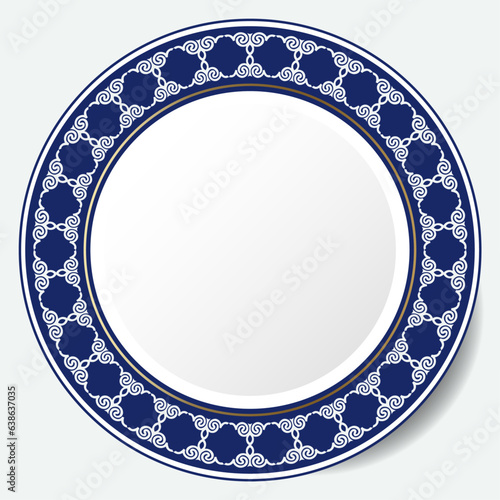 Round Frame, workpiece for your design. Ornamental elements and motifs of Kazakh, Kyrgyz, Uzbek, national Asian decor for plate, textile and print design. Circle frame. Vector. 