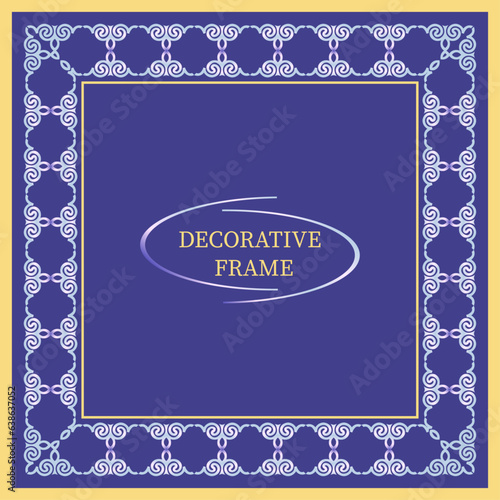 Square Frame, workpiece for your design. Ornamental elements and motifs of Kazakh, Kyrgyz, Uzbek, national Asian decor for plate, textile and print design. Square frame. Vector. 