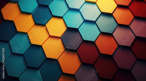 Colored hexagons background. Digital pattern. AI generated.