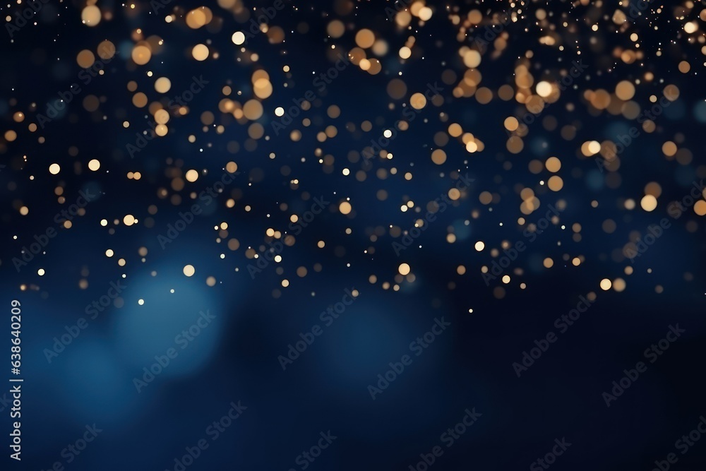 Golden Dreams on Deep Blue Canvas: Abstract Christmas Background with Light Shine and Particle Play
