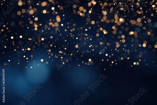 Golden Dreams on Deep Blue Canvas: Abstract Christmas Background with Light Shine and Particle Play 