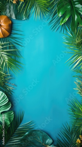 Tropical themed background in portrait mode with copy space - stock picture backdrop