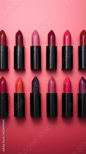 Lipsticks themed background in portrait mode with copy space - stock picture backdrop