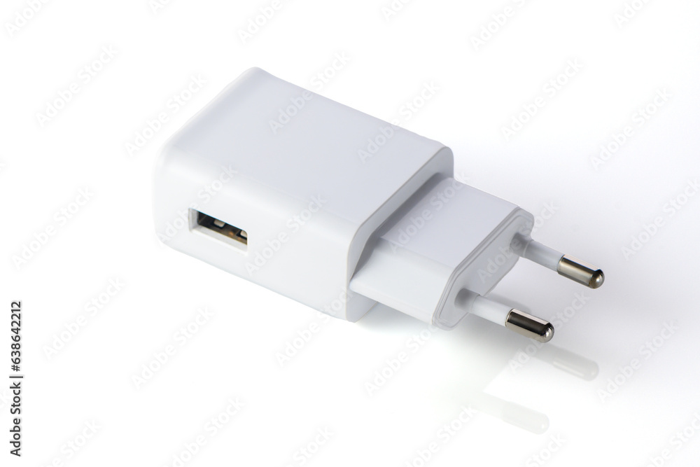 mobile phone charger isolated on white background, studio shot mobile phone charger isolated on white background, studio shot