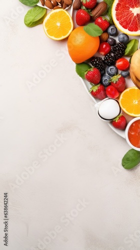 Breakfast menu background in portrait mode with copy space - stock picture backdrop