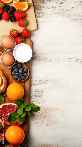 Breakfast menu background in portrait mode with copy space - stock picture backdrop