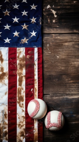 Baseball themed background in portrait mode with copy space - stock picture backdrop