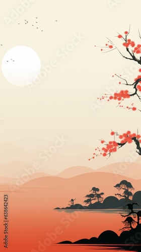 Asian themed background in portrait mode with copy space - stock picture backdrop