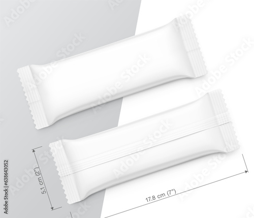 Realistic packaging bar mockup with dimensions sample. Vector illustration can look great on any background. Isolated on white background. Perfect for your product. Flat lay view. EPS10.