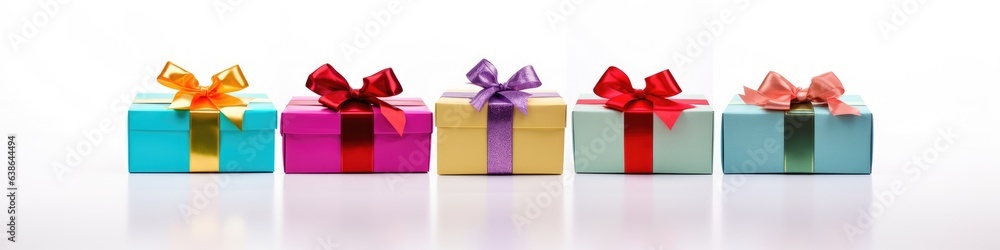 Obraz premium Gift Boxes in a row on white background