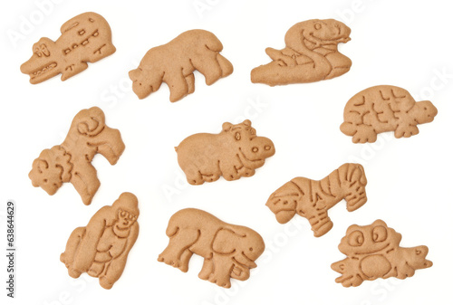 Fototapeta Naklejka Na Ścianę i Meble -  Collection set of animal shaped cookies for kids isolated on white background