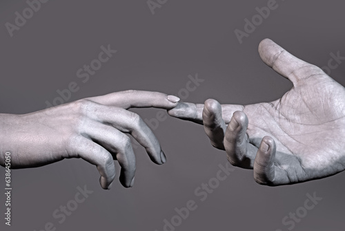 Reaching touching hands. Reach hand. Hopeful concept. Two hands trying to touch. Adam sign. Human relation  togetherness. Hands of man and woman reaching to each other. Hand try to touch.