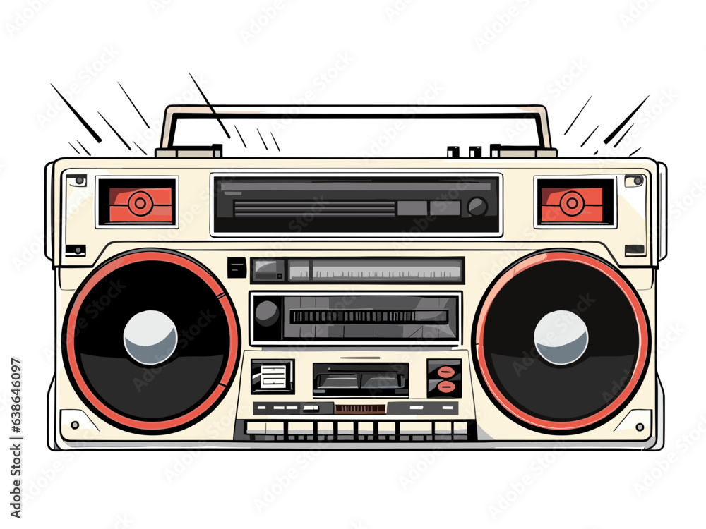 portable cassette tape music player 80s boombox vector illustration portable cassette tape music player 80s boombox vector illustration