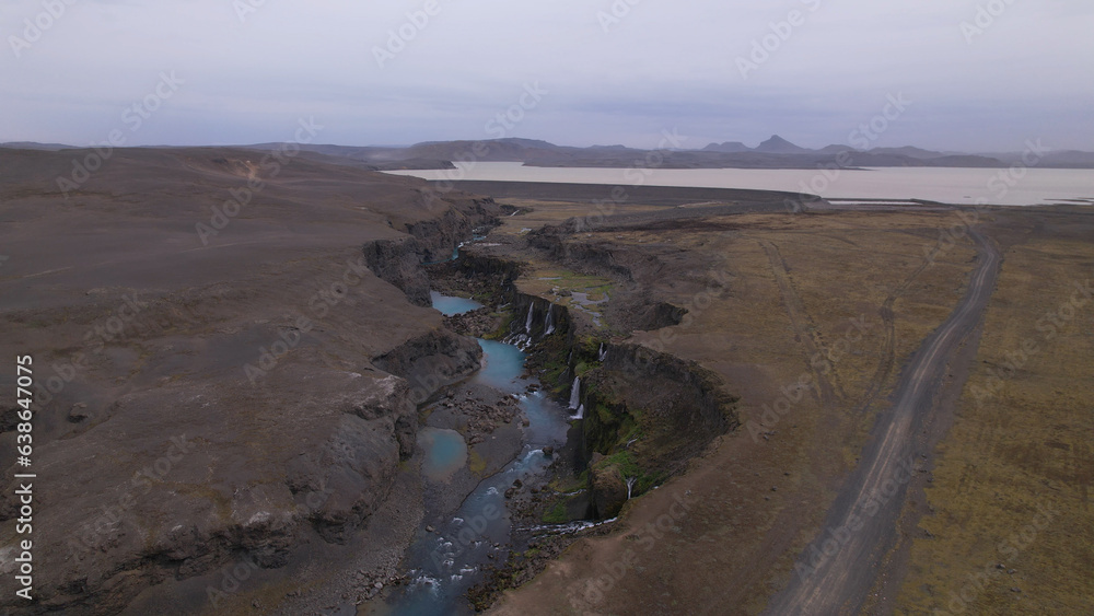 Sigoldugljufur, also known as the Valley of Tears, is a canyon in the Icelandic Highlands. It is most renowned for and earned its nickname from its sheer number of waterfalls.